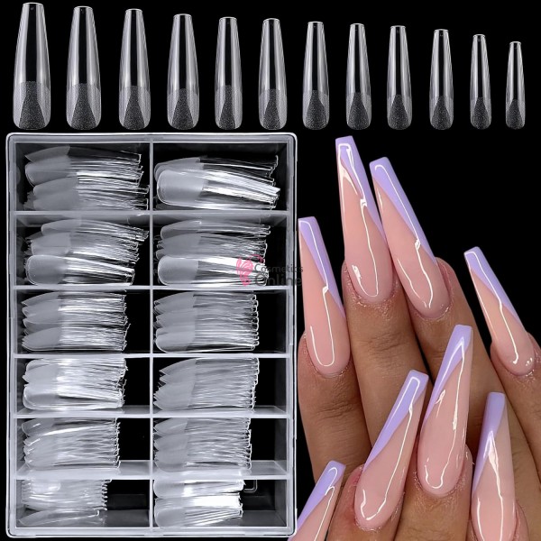 Tipsuri 240 bucati Soft Gel Tips Transparente din gel Cod TPS100AA Long Coffin